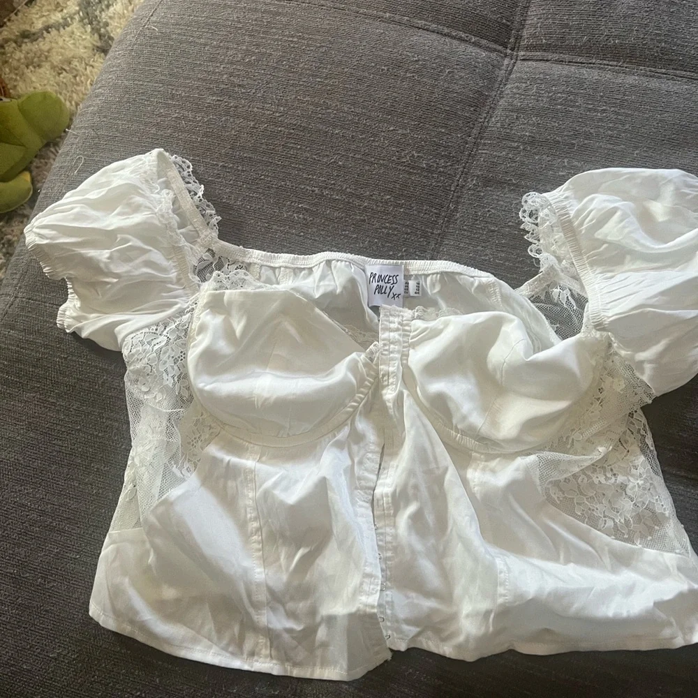 Princess Polly White Off-Shoulder Corset Crop Top - Picture 2 of 4